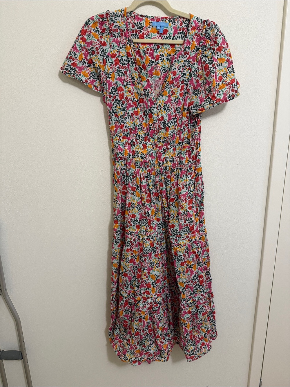 Draper James Pink, Yellow & Green Floral Maxi Dress